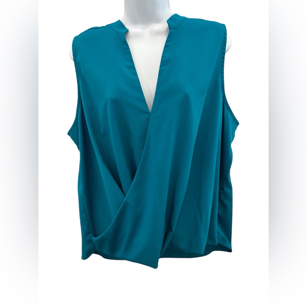 🆕 💙 NWOT Rachel Roy Collection Teal Surplice Satin Blouse | Women’s Size Large